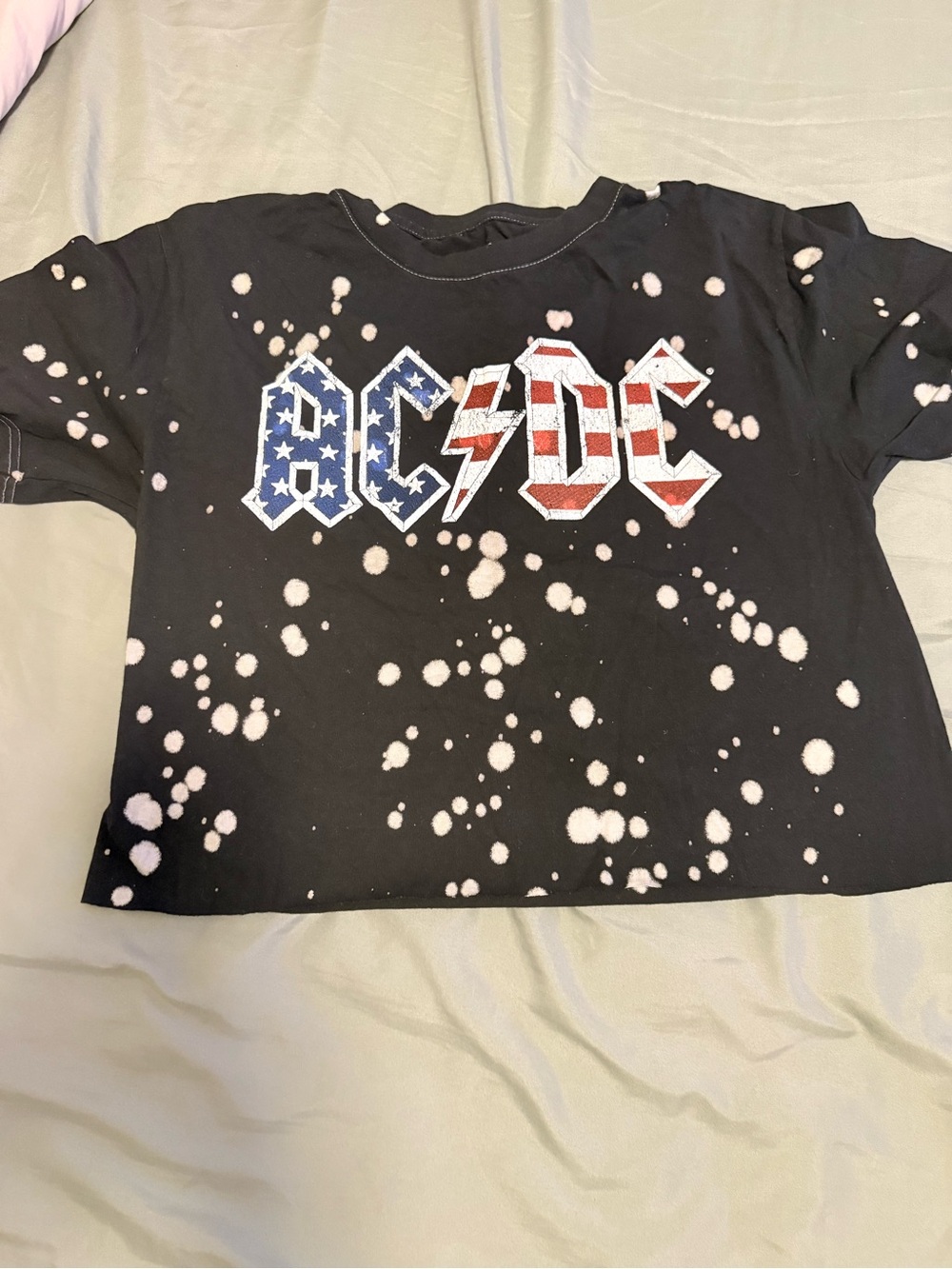 AC/DC Black Short Sleeve Tee with Red, White & Blue Logo